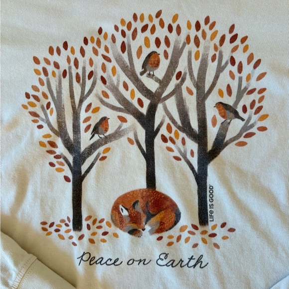 Life Is Good White Long Sleeve Shirt with Tree Design - Picture 3 of 7